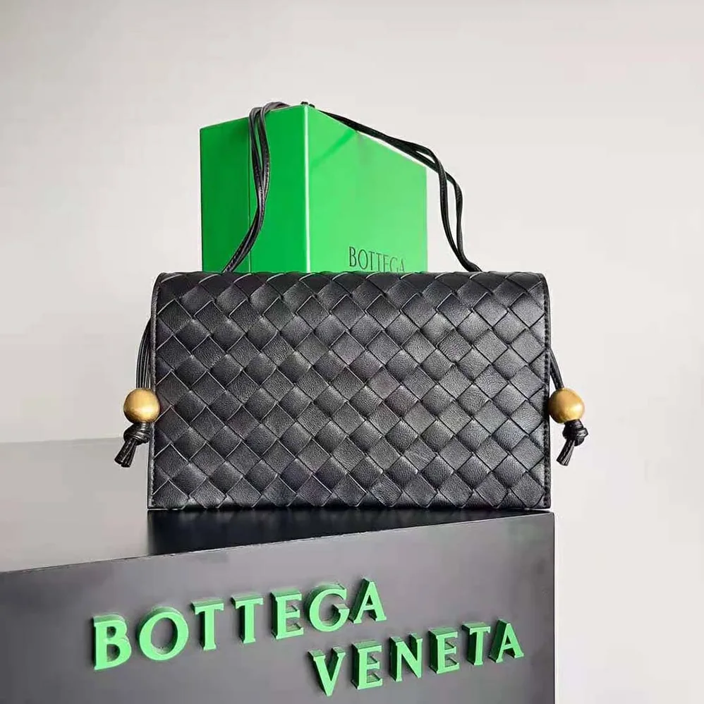 Bottega Veneta Trio Pouch On Strap Mini Intrecciato Leather Shoulder Bag for Women in Black Bottega Veneta Trio Pouch On Strap Mini Intrecciato Leather Shoulder Bag for Women in Black