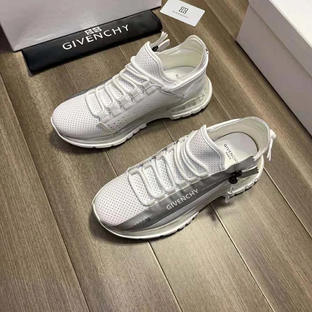 Givenchy Spectre Low Runners Sneakers in Perforated Leather with Zip for Unisex in White