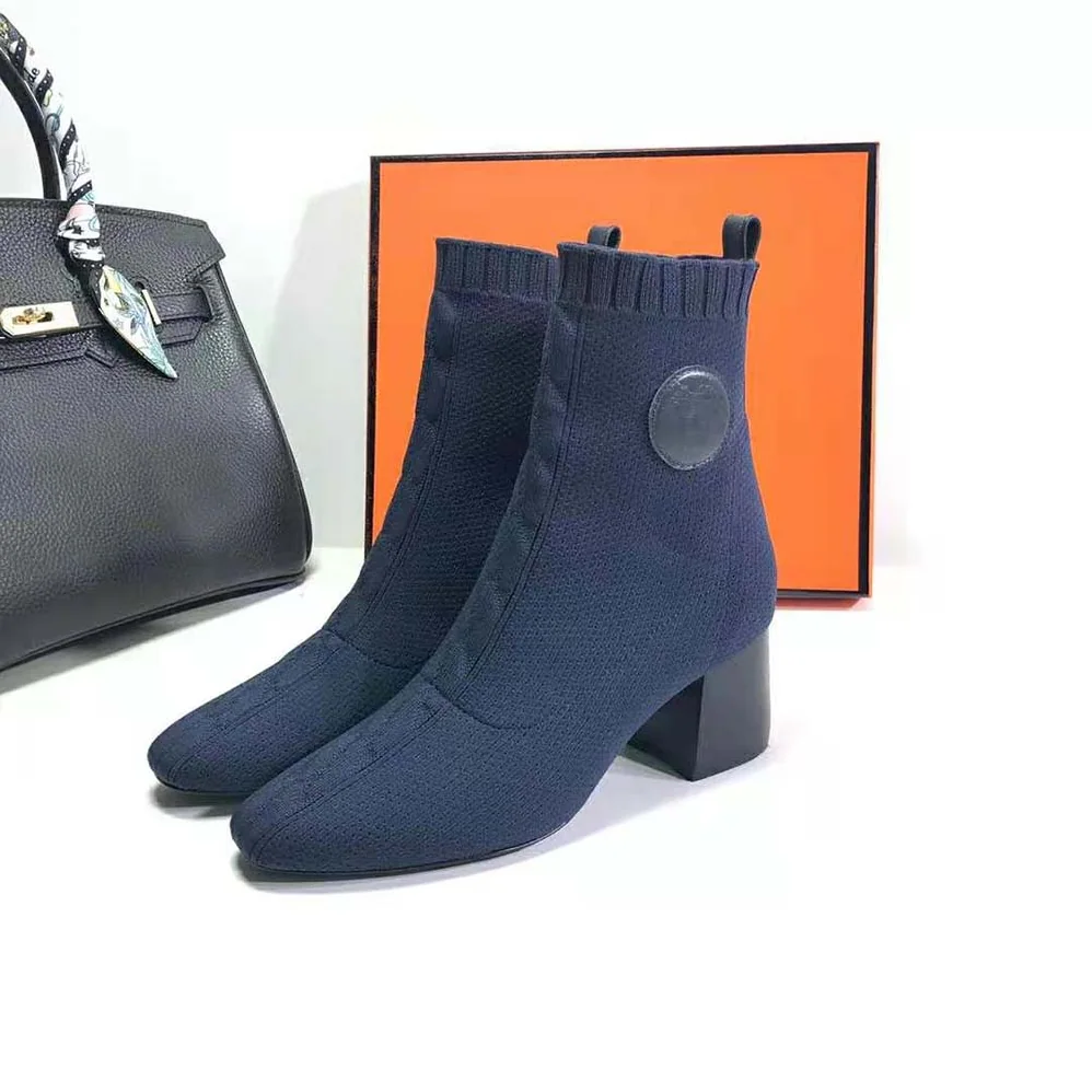 Hermes Volver 60 Ankle Boot in 7cm Heel Height for Women in Navy