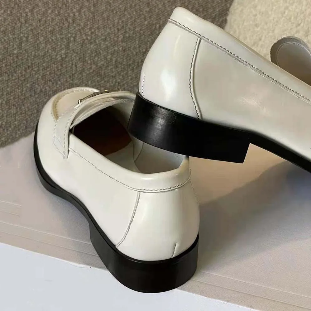 Prada Patent Leather Loafers in 25 mm Heel Height for Women in White Prada Patent Leather Loafers in 25 mm Heel Height for Women in White