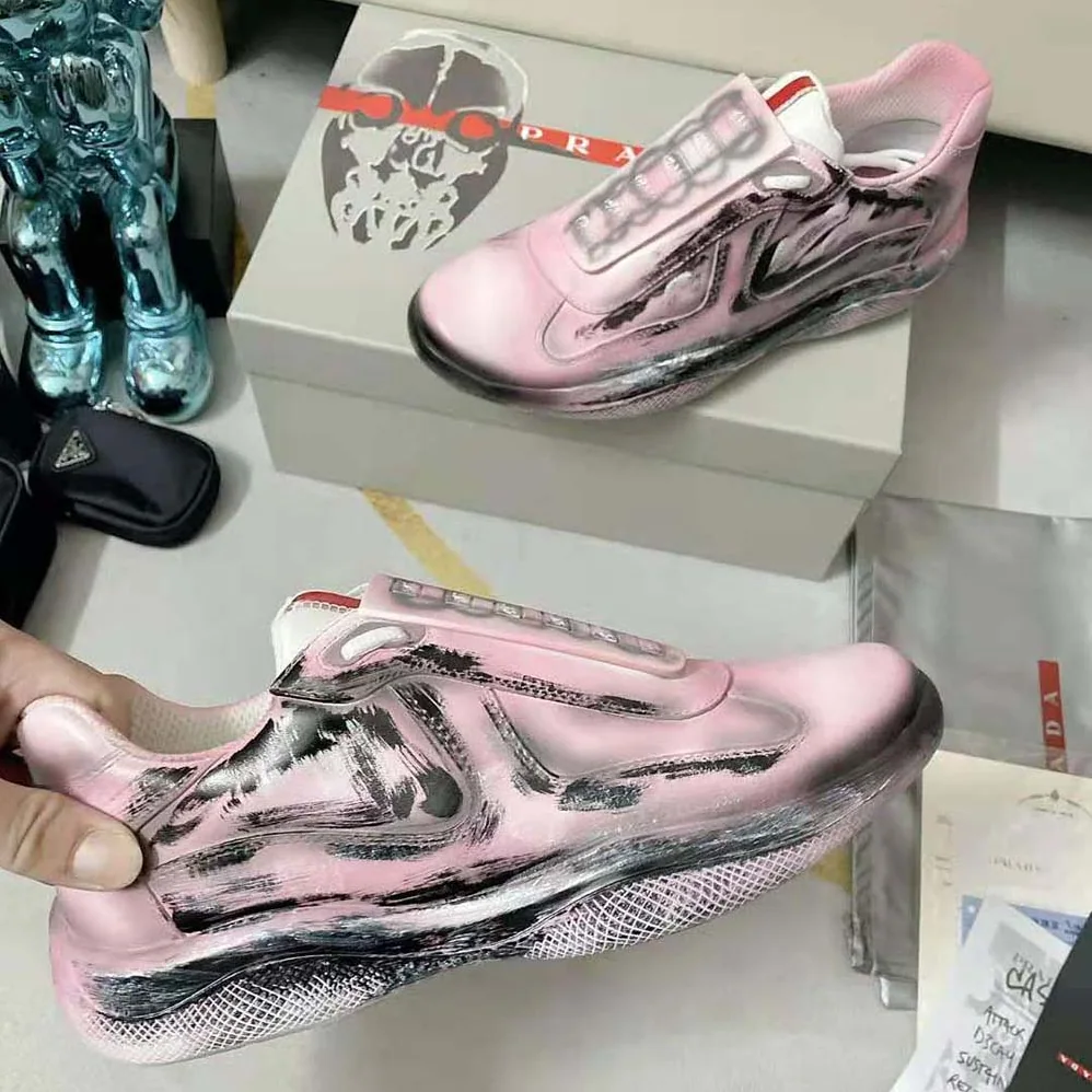 Prada Cass x Prada Americas Cup D3cay Sneakers for Unisex in Pink Prada Cass x Prada Americas Cup D3cay Sneakers for Unisex in Pink