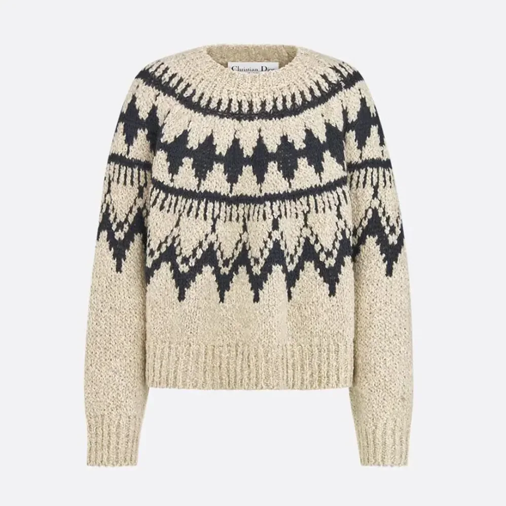 Dior DiorAlps Sweater Beige and Black Alpaca Wool and Cotton Knit for Men