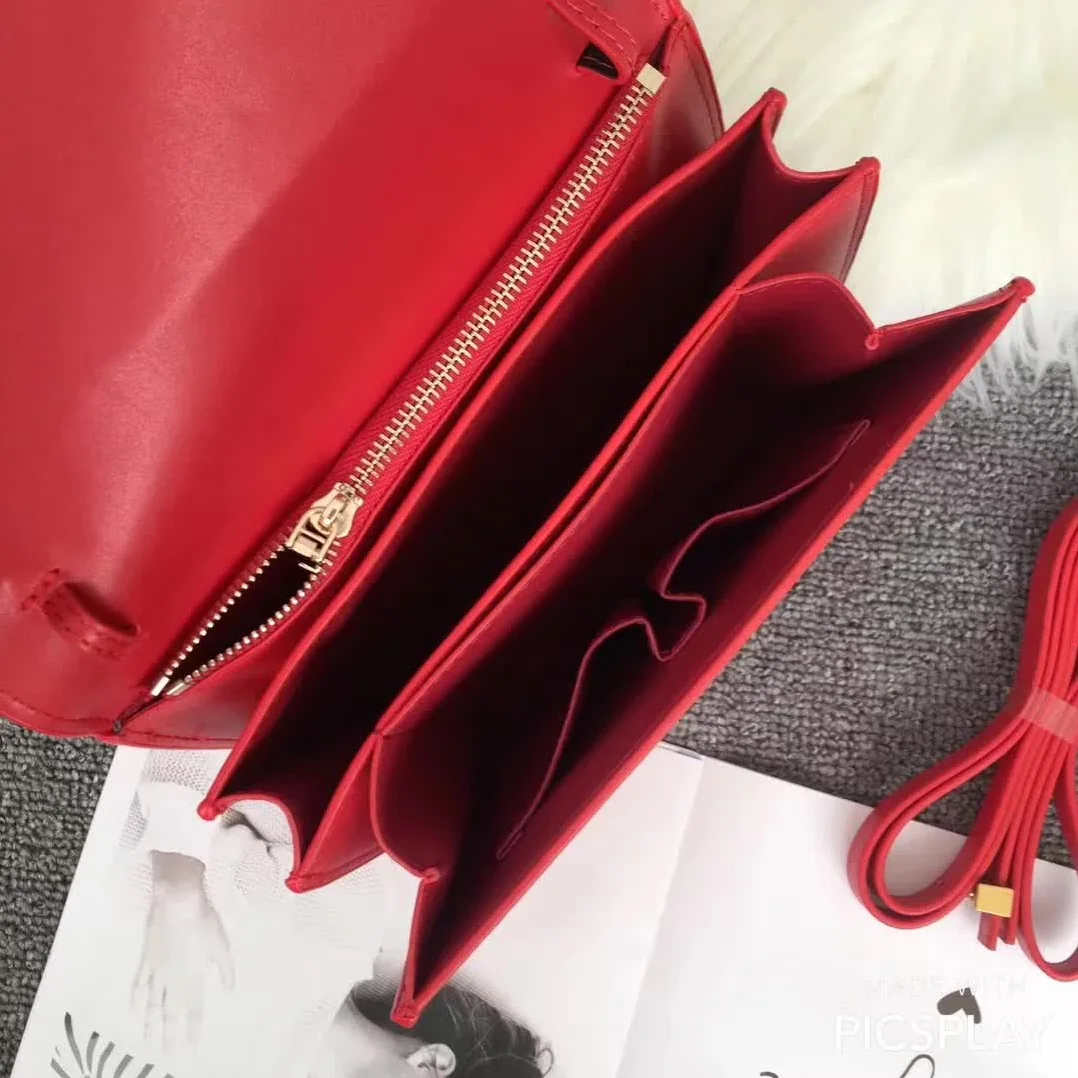 Celine Medium Classic Bag in Box Calfskin Leather in Red