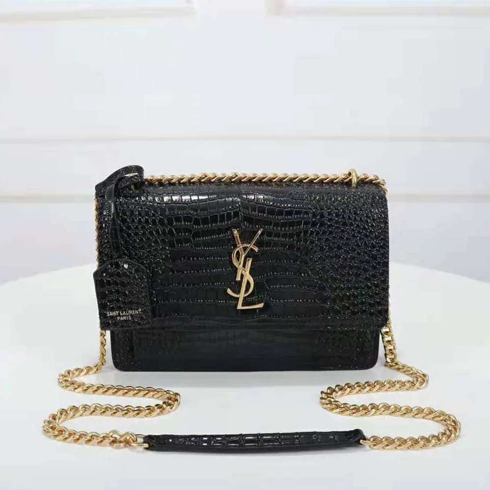 Saint Laurent YSL Sunset Medium in Crocodile for Women in Embossed Shiny Leather
