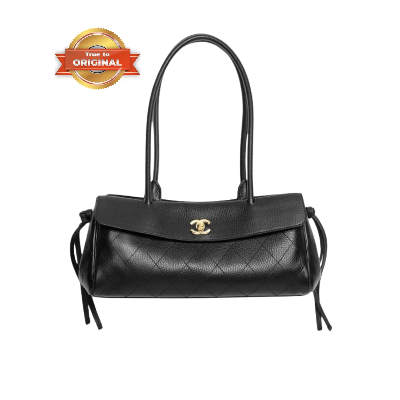 Chanel Small Shopping Shoulder Bag / Black Gold Hardware AS6288