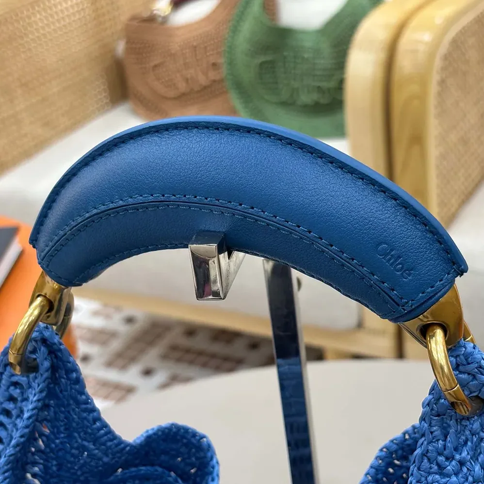 Chloe Summer Banana Hobo Bag In Raffia for Women in Blue