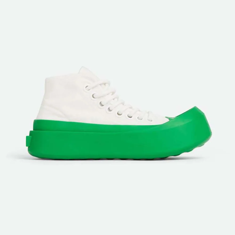 Bottega Veneta Jumbo Sneaker Nylon High Top Lace-up Sneakers for Unisex in Green Bottega Veneta Jumbo Sneaker Nylon High Top Lace-up Sneakers for Unisex in Green