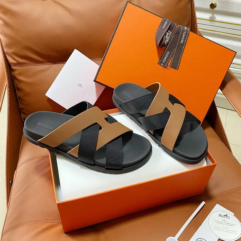 Hermes Kazimir Sandal for Unisex in Brown/Black Hermes Kazimir Sandal for Unisex in Brown/Black
