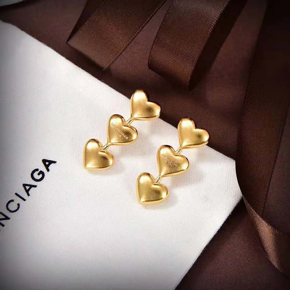 Balenciaga Heart Earrings in Gold Brass for Women Balenciaga Heart Earrings in Gold Brass for Women