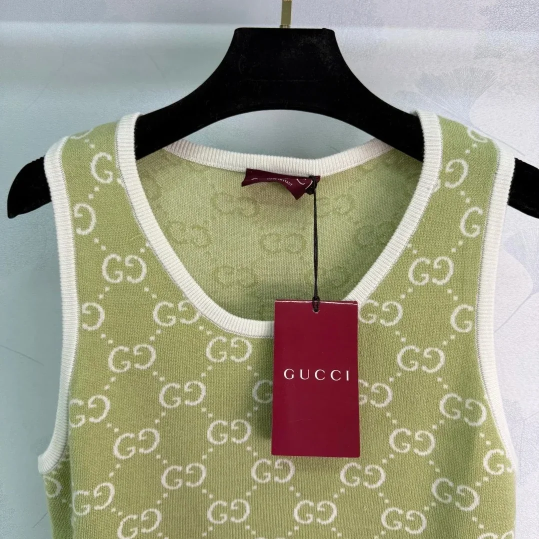 Gucci GG Monogram Sleeveless Top Sage Green Gucci GG Monogram Sleeveless Top Sage Green