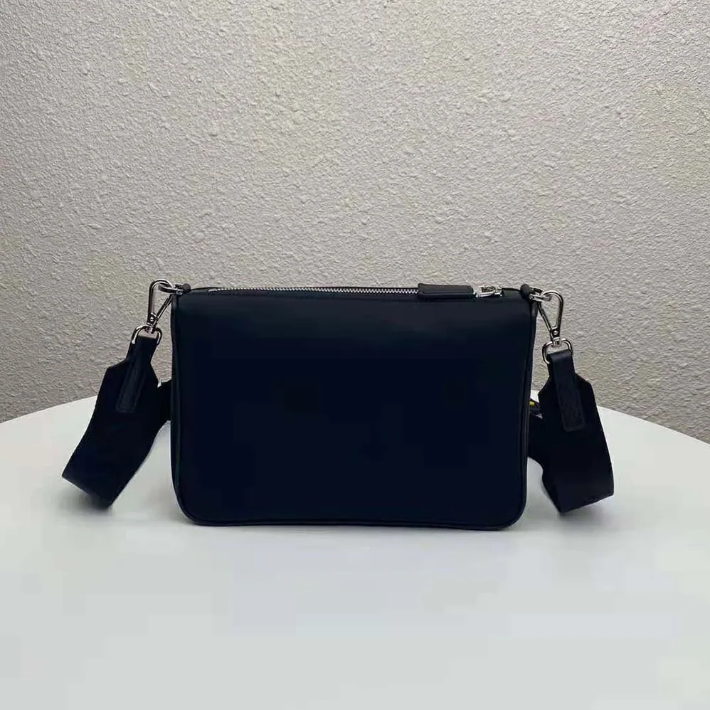 Prada Nylon Cross-Body Bag with External Zipper Pocket for Men in Black