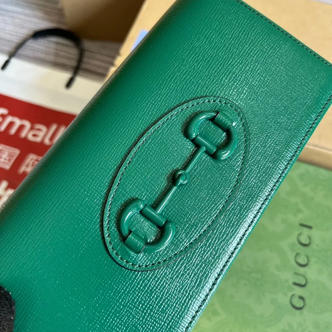 GG Horsebit 1955 Wallet With Chain Orange/Green 1AAJ8 7519 /
