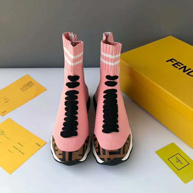 Fendi Shoes Pale Fabric Sneaker Boots for Women in Pink Fendi Shoes Pale Fabric Sneaker Boots for Women in Pink