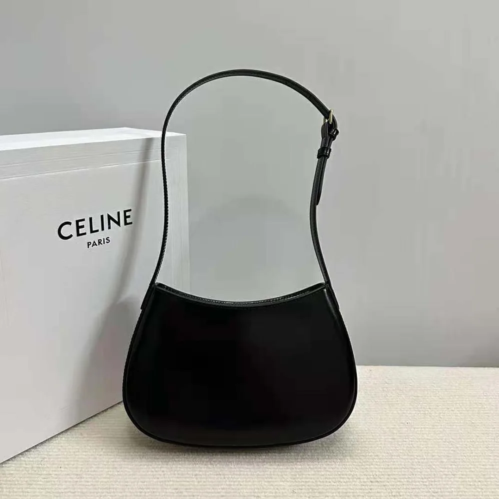 Celine Medium Tilly Bag in Shiny Calfskin for Women in Black