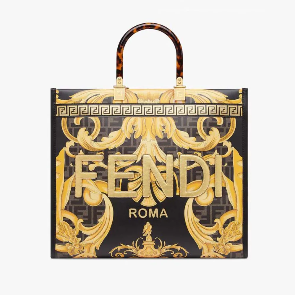 Fendi Sunshine Medium Fendace Printed FF Leather Shopper for Women Fendi Sunshine Medium Fendace Printed FF Leather Shopper for Women