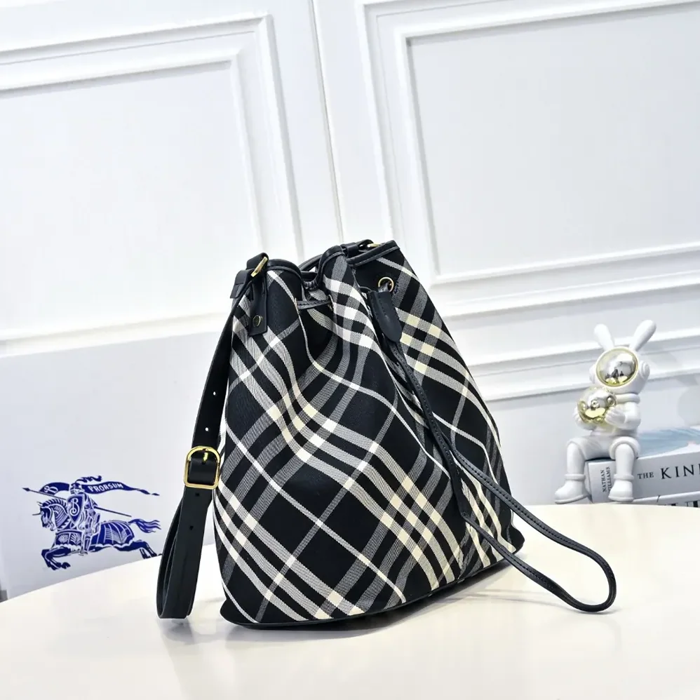 Burberry Medium Check Drawstring Pouch for Women Burberry Medium Check Drawstring Pouch for Women