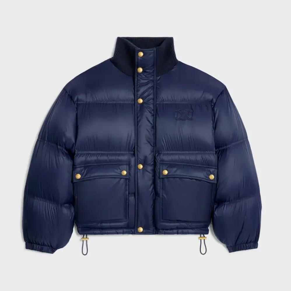 Celine Puffer Jacket In Light Nylon for Women in Navy