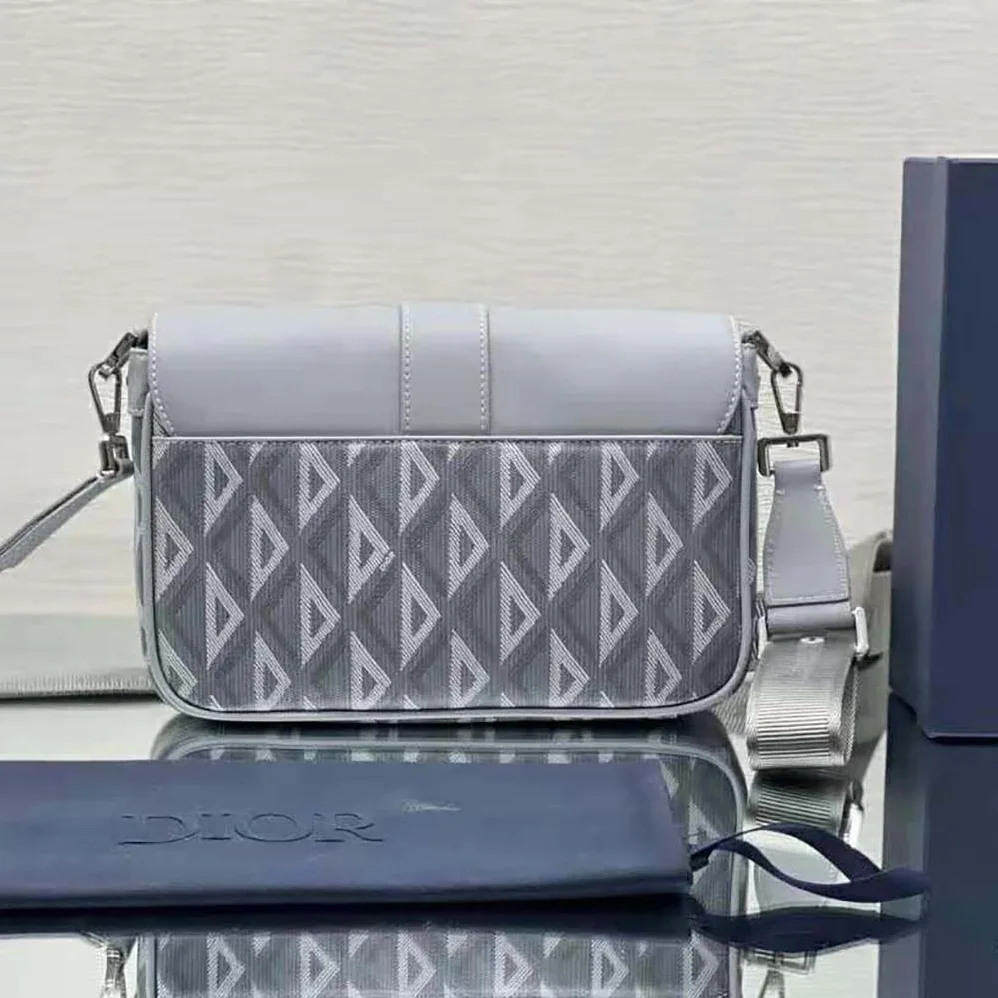 Dior Hit The Road Bag with Strap Dior Gray CD Diamond Canvas and Smooth Calfskin for Men Dior Hit The Road Bag with Strap Dior Gray CD Diamond Canvas and Smooth Calfskin for Men