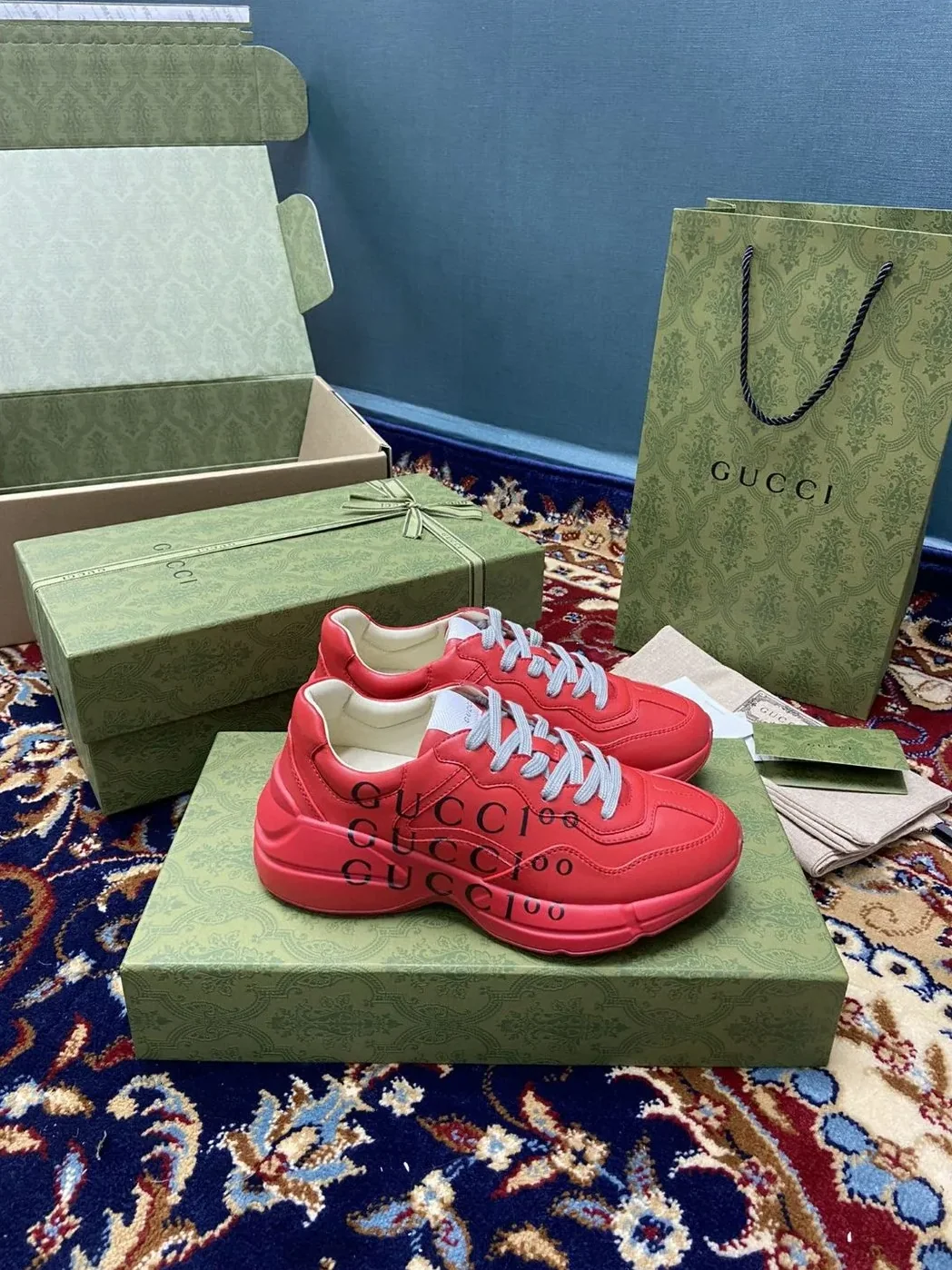Gucci 100 Rhyton Sneaker Red for Men