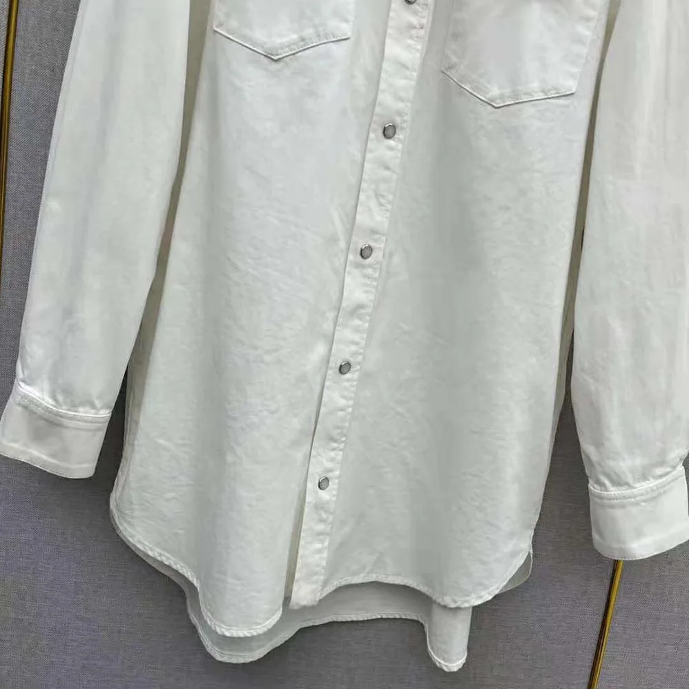 Celine Cowboy Painter Shirt in White Denim for Women Celine Cowboy Painter Shirt in White Denim for Women