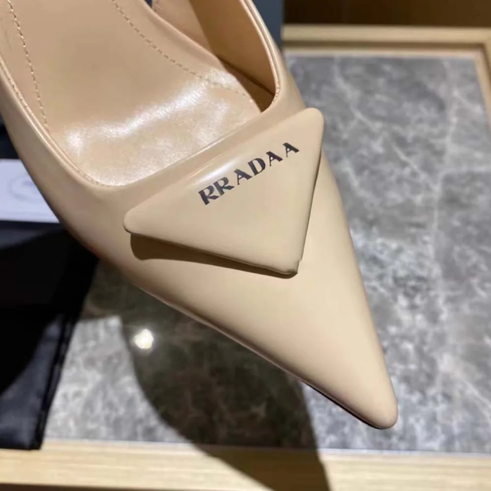 Prada Brushed Leather Sandals in 75 mm Heel Height for Women in Pink