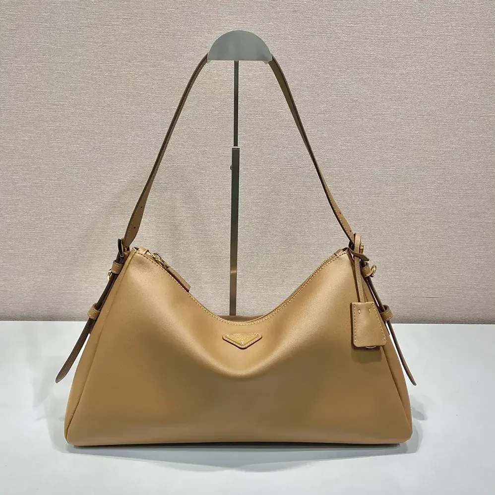 Prada Aimée Large Leather Shoulder Bag for Women in Brown Prada Aimée Large Leather Shoulder Bag for Women in Brown
