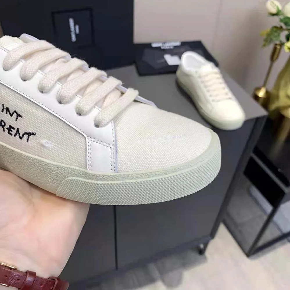 Saint Laurent YSL Court Classic SL/06 Sneakers Embroidered with Saint Laurent for Women Saint Laurent YSL Court Classic SL/06 Sneakers Embroidered with Saint Laurent for Women