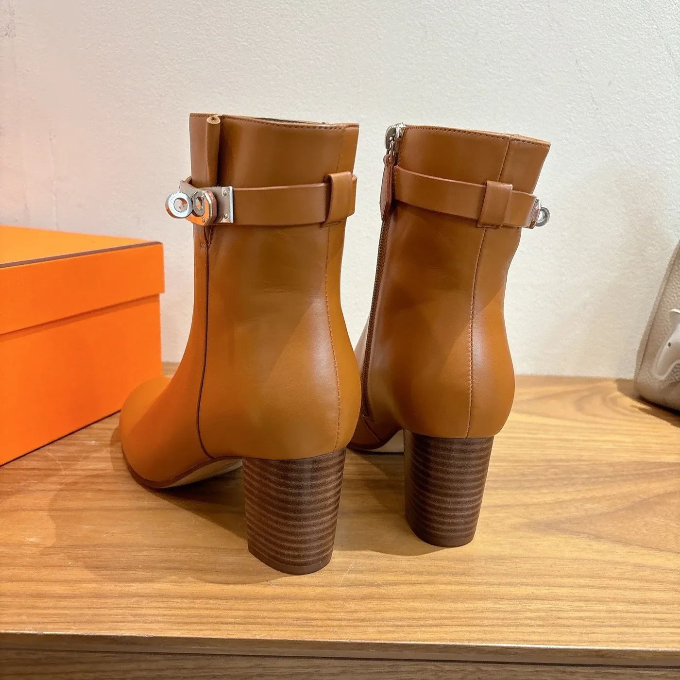 Hermes Saint Germain Ankle Boots Naturel
