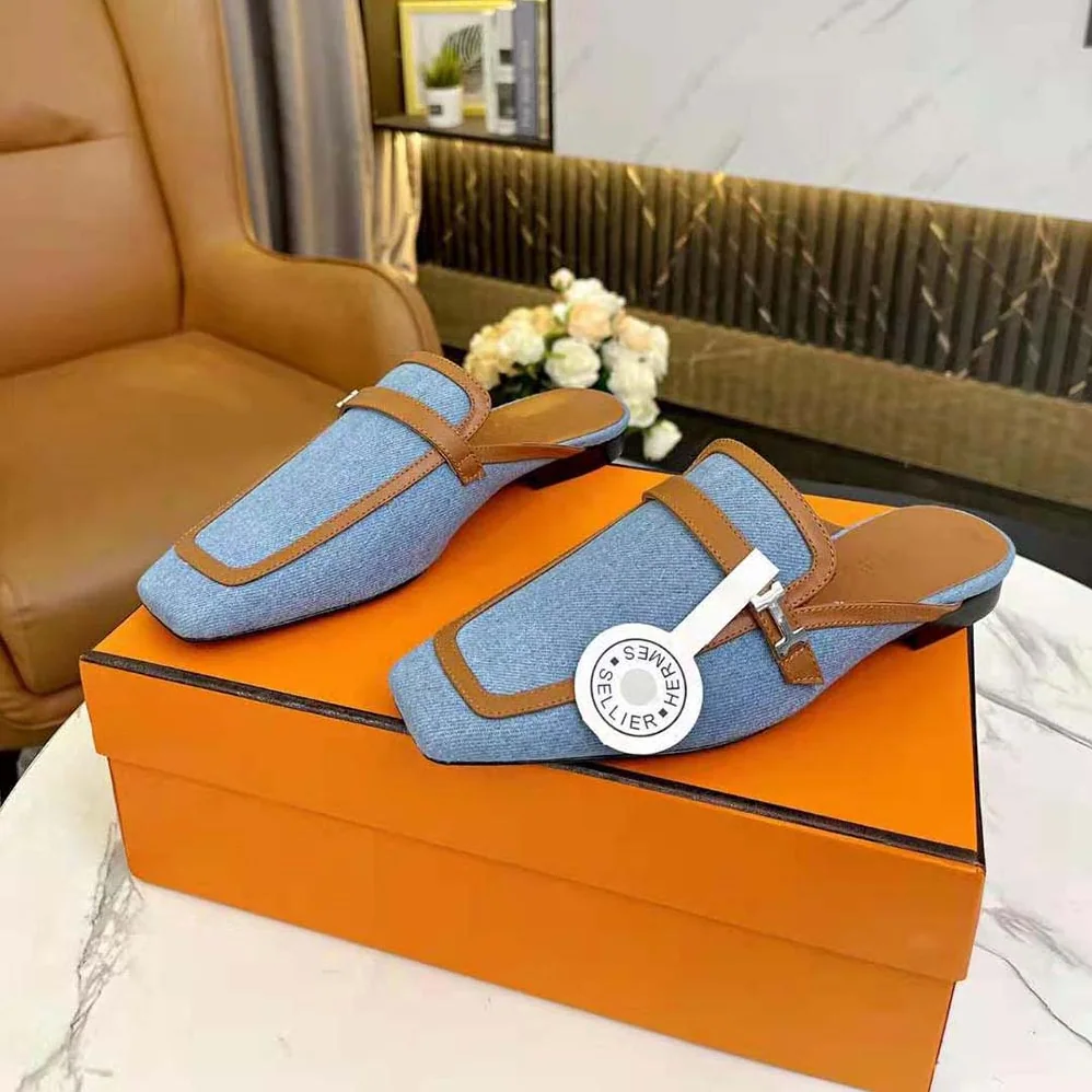Hermes in H Canvas and Calfskin for Women in Blue Hermes in H Canvas and Calfskin for Women in Blue