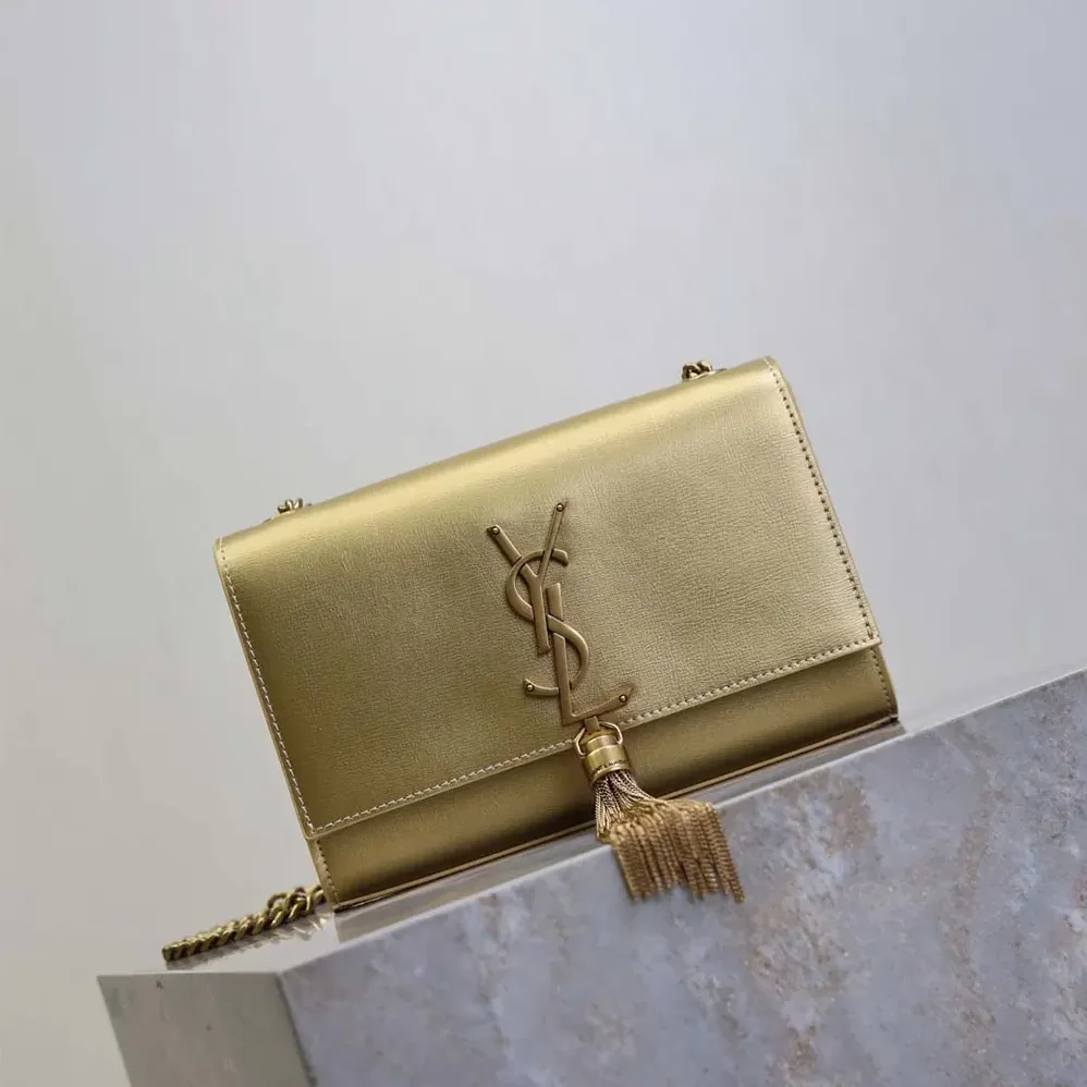 Saint Laurent YSL Kate Small Tassel In Metallic Leather for Women in Gold Saint Laurent YSL Kate Small Tassel In Metallic Leather for Women in Gold