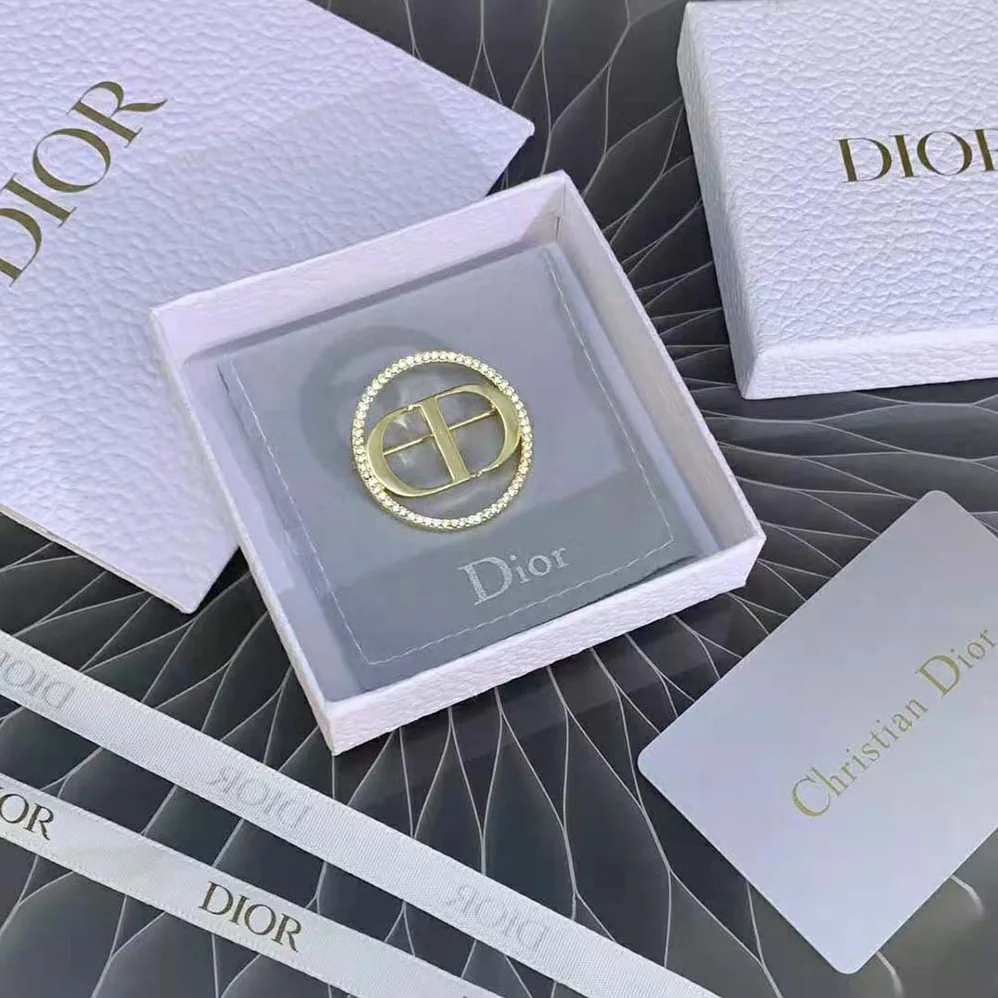 Dior 30 Montaigne Brooch Gold-Finish Metal and White Crystals for Women