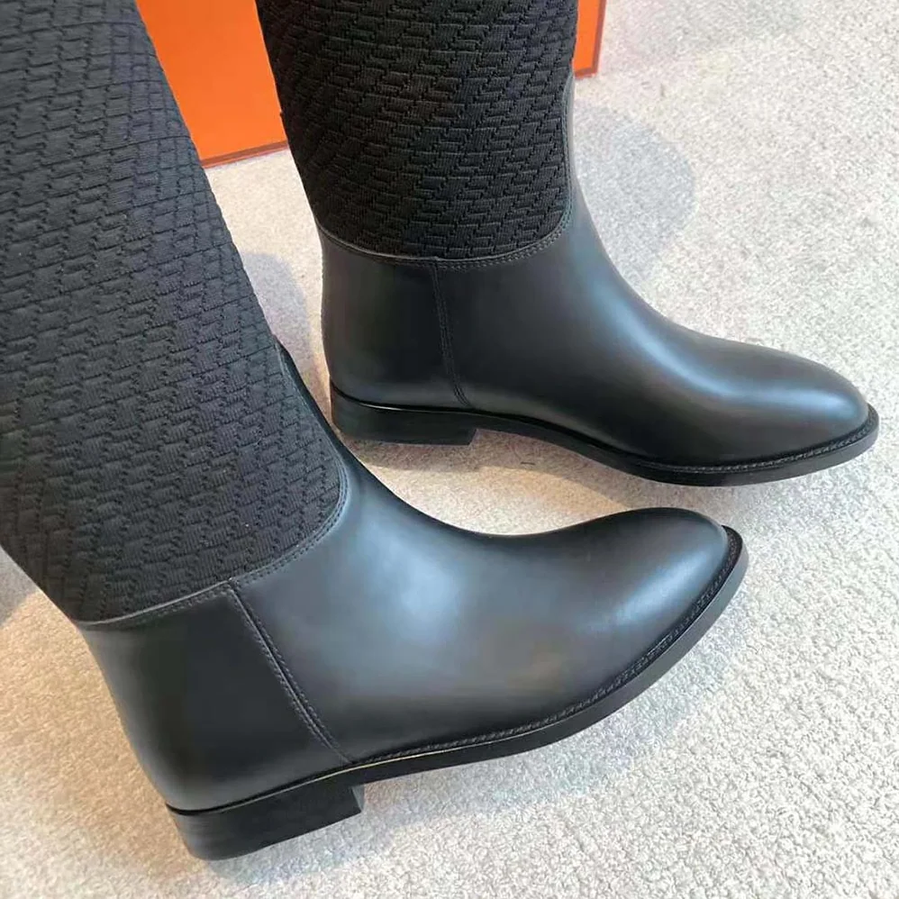Hermes Jumping Boot in Quilted Canvas and Calfskin for Women in Black Hermes Jumping Boot in Quilted Canvas and Calfskin for Women in Black