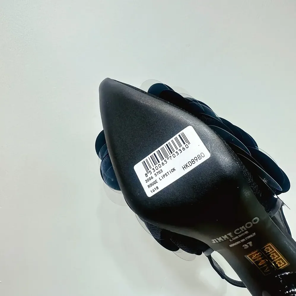 Jimmy Choo Isa 95 Black Mesh Paillette Pumps for Women