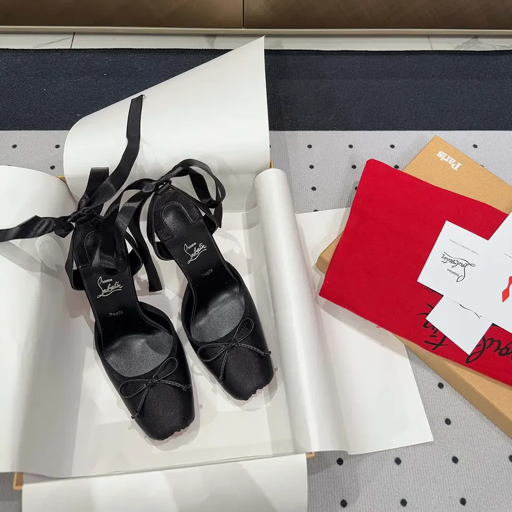 Christian Louboutin Cassia Lace Up 100 mm Strappy Pumps for Women in Black