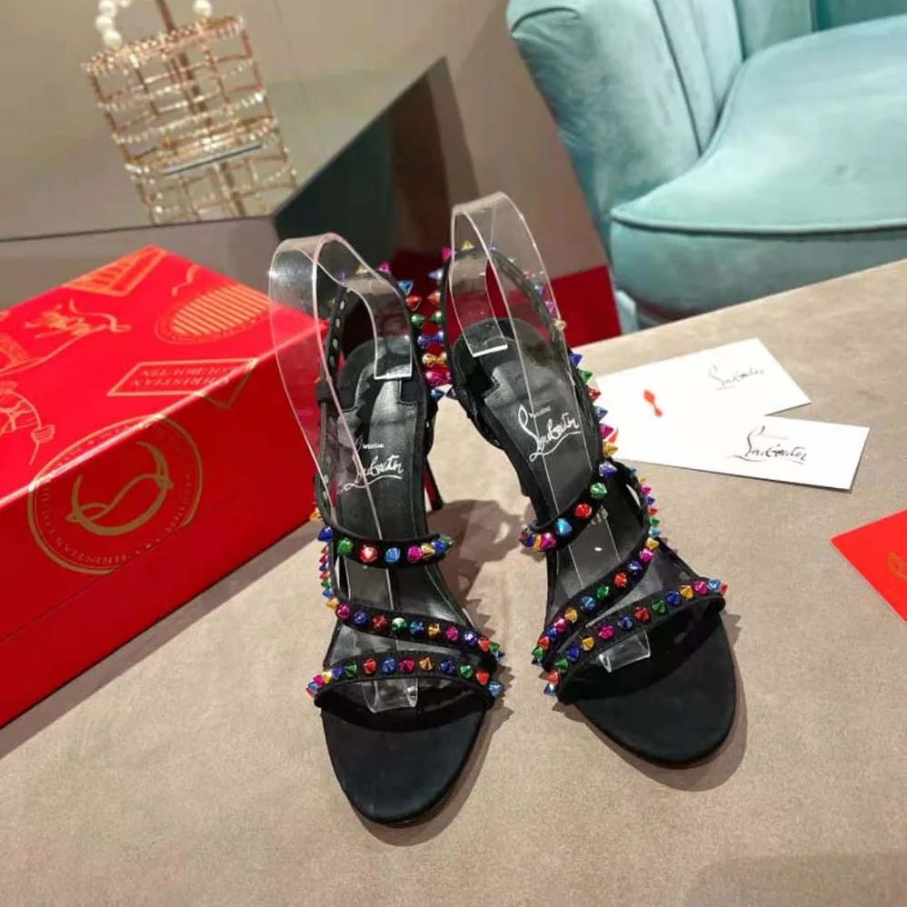 Christian Louboutin Spikita Strap 100 mm Heel Height for Women in Black Christian Louboutin Spikita Strap 100 mm Heel Height for Women in Black