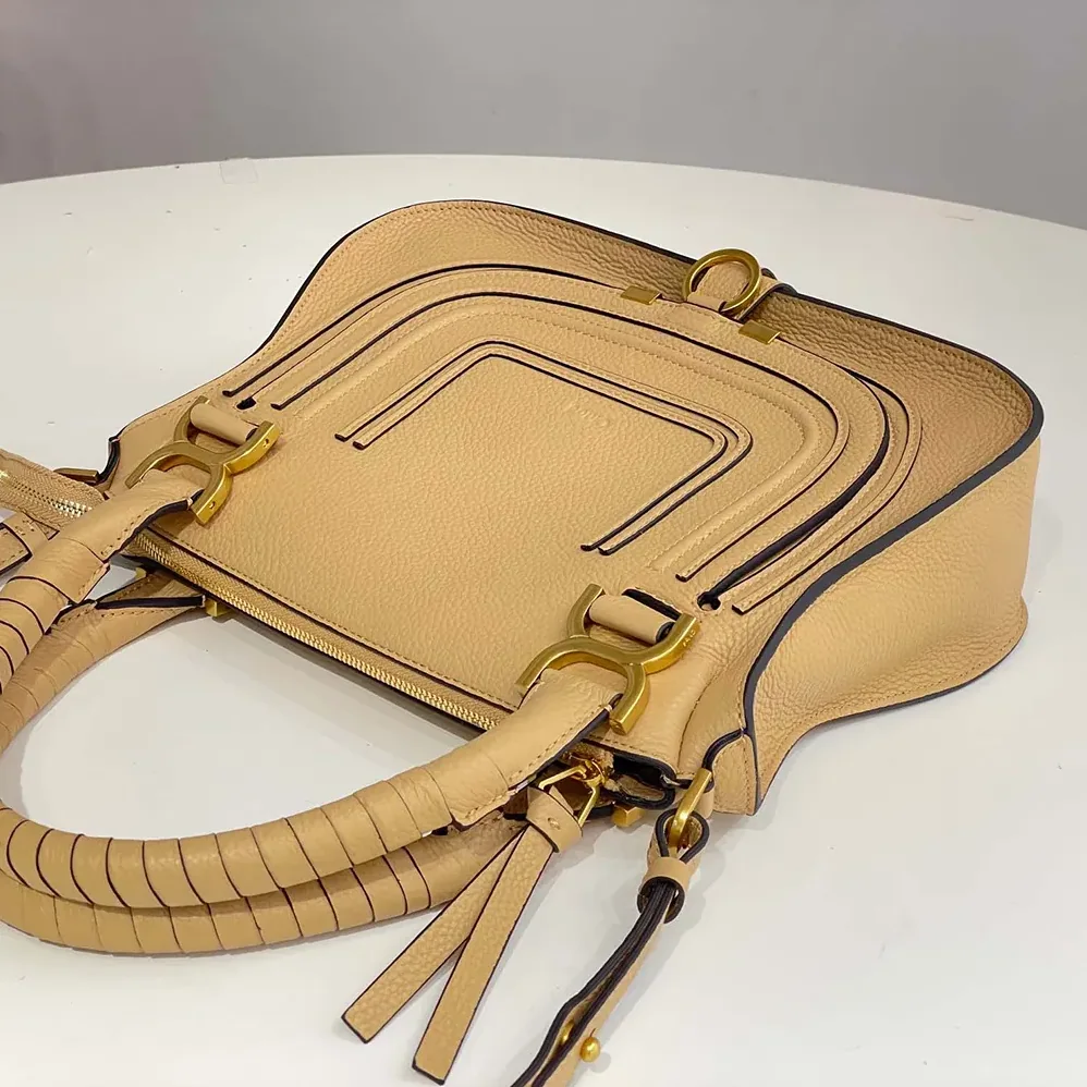 Chloe Small Marcie Bag in Grained Leather for Women in Milky Brown Chloe Small Marcie Bag in Grained Leather for Women in Milky Brown