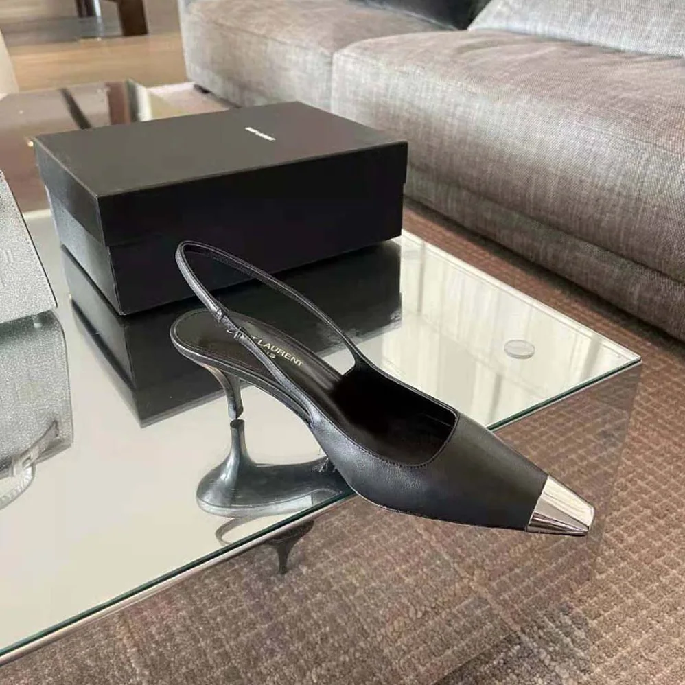 Saint Laurent YSL Blade Slingback Pumps in Smooth Leather for Women