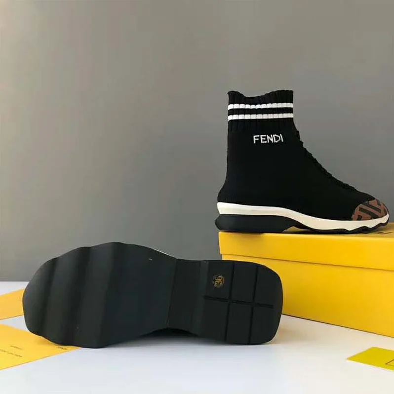 Fendi Shoes Pale Fabric Sneaker Boots for Women in Black