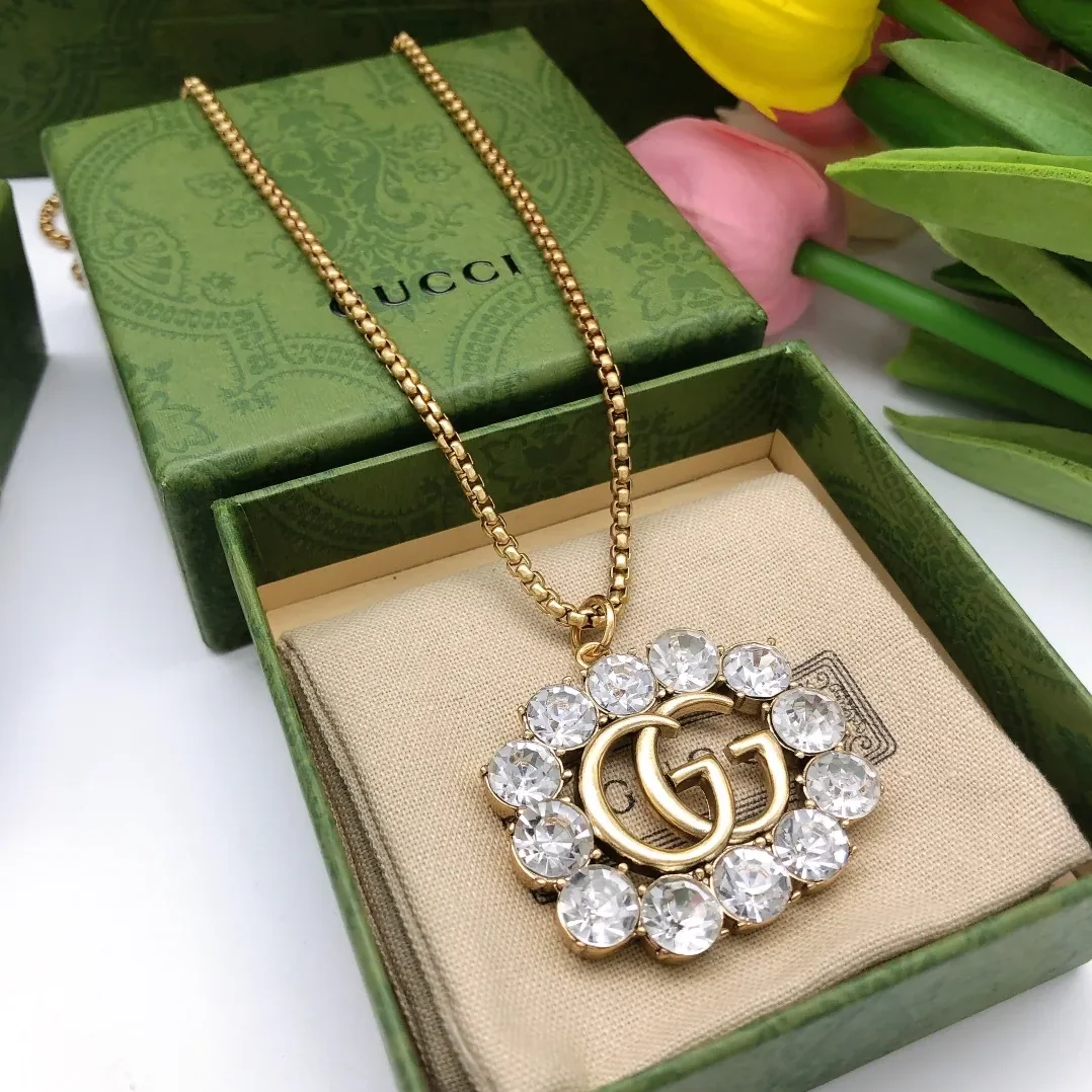 Square Crystal Necklace Gold