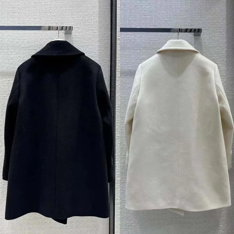 Prada Double-breasted Cloth Peacoat for Women in Black