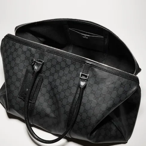 Gucci Essence Classic Large Duffle Bag in Black Silver Hardware