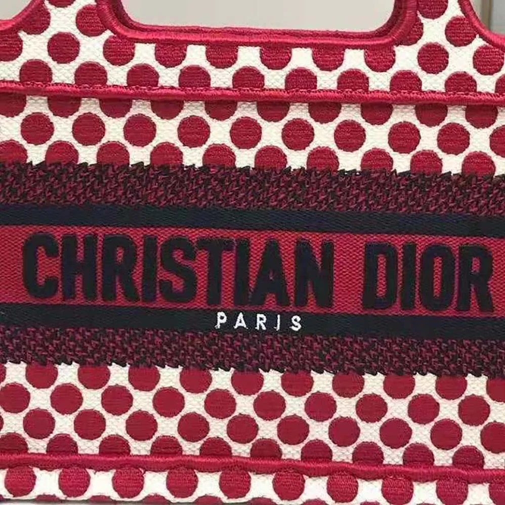 Dior Mini Dioramour Dior Book Tote White and Red Dior Dots Embroidery for Women Dior Mini Dioramour Dior Book Tote White and Red Dior Dots Embroidery for Women