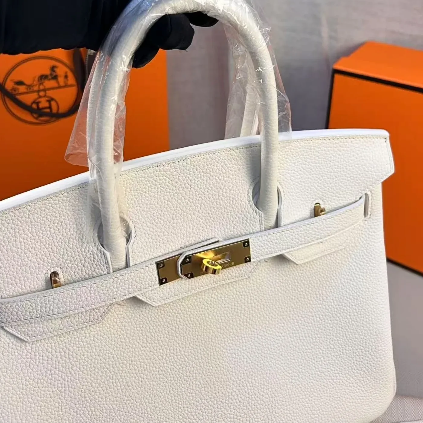 Hermes Birkin Top Handle Bag in White Gold Hardware Hermes Birkin Top Handle Bag in White Gold Hardware