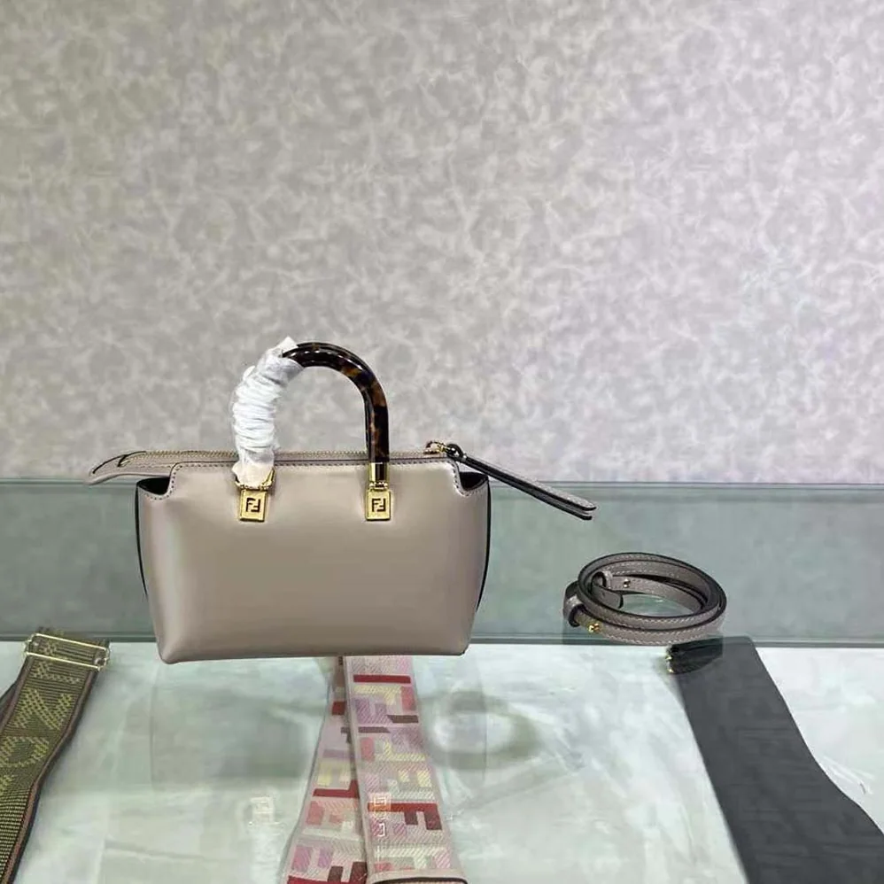 Fendi By The Way Mini Small Boston Bag in Dove Gray Leather for Women