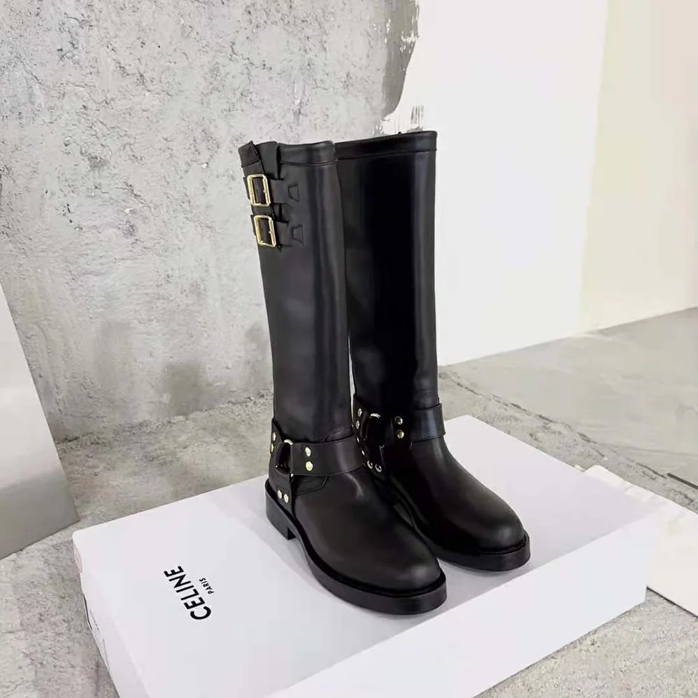 Celine High Boot Celine Biker in Calfskin – Vegetal Tanning for Women in Black Celine High Boot Celine Biker in Calfskin – Vegetal Tanning for Women in Black