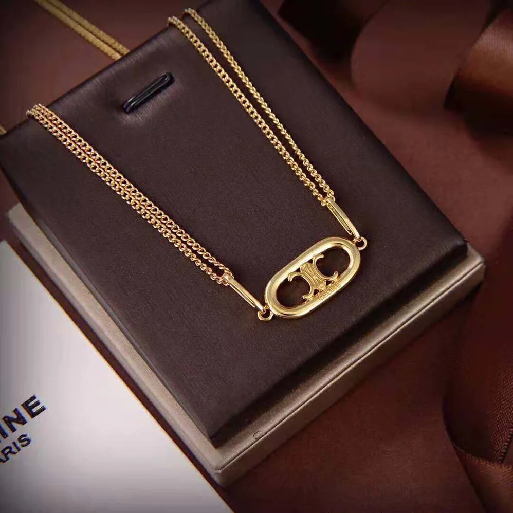 Celine Triomphe Necklace in Gold Brass for Women Celine Triomphe Necklace in Gold Brass for Women