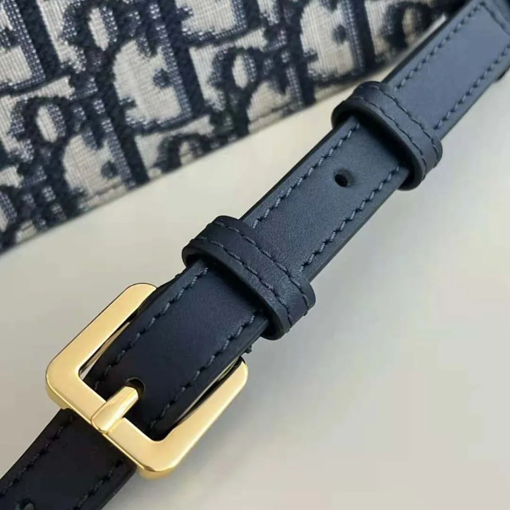 Dior CD Signature Bag with Strap Blue Dior Oblique Jacquard for Women