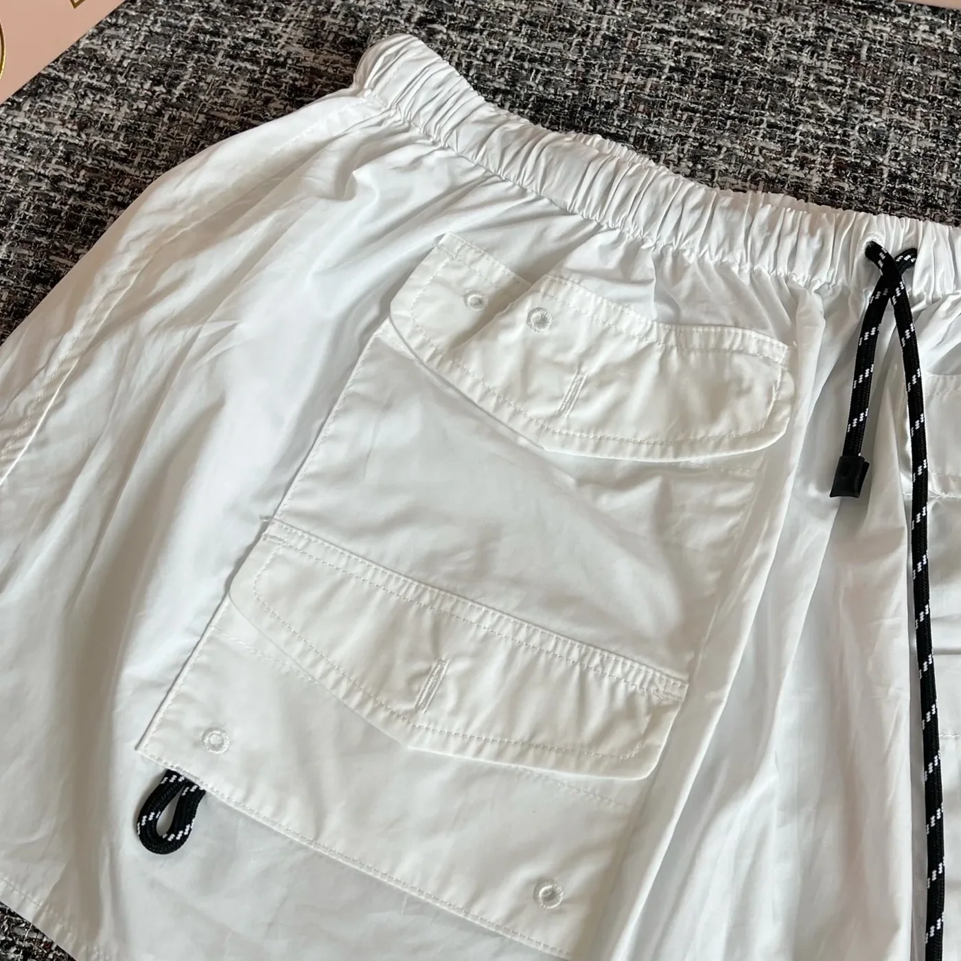 Miu Miu Technical Poplin Utility Mini Skirt White