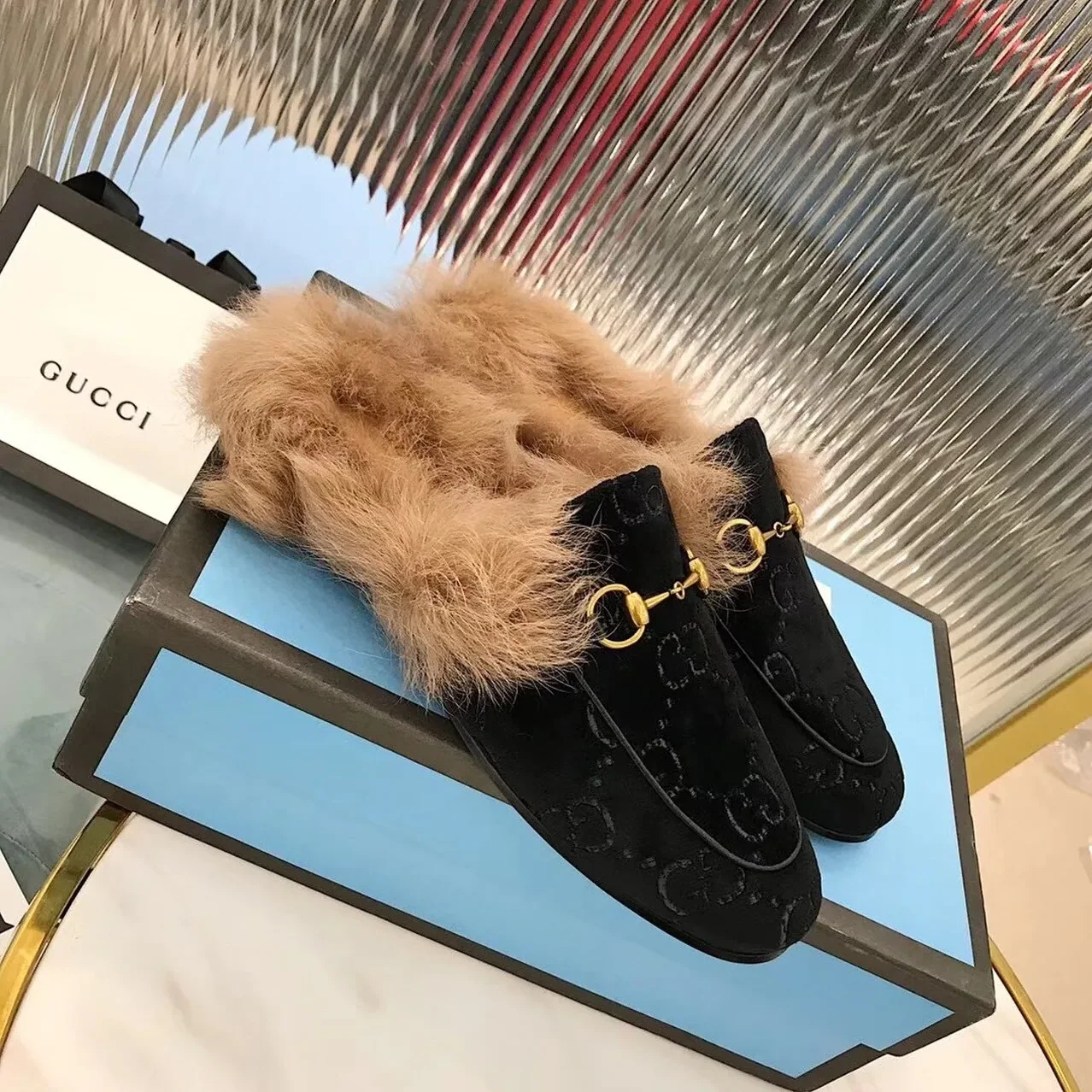 Gucci Princetown Slipper Mules By Velvet Black for Women Gucci Princetown Slipper Mules By Velvet Black for Women