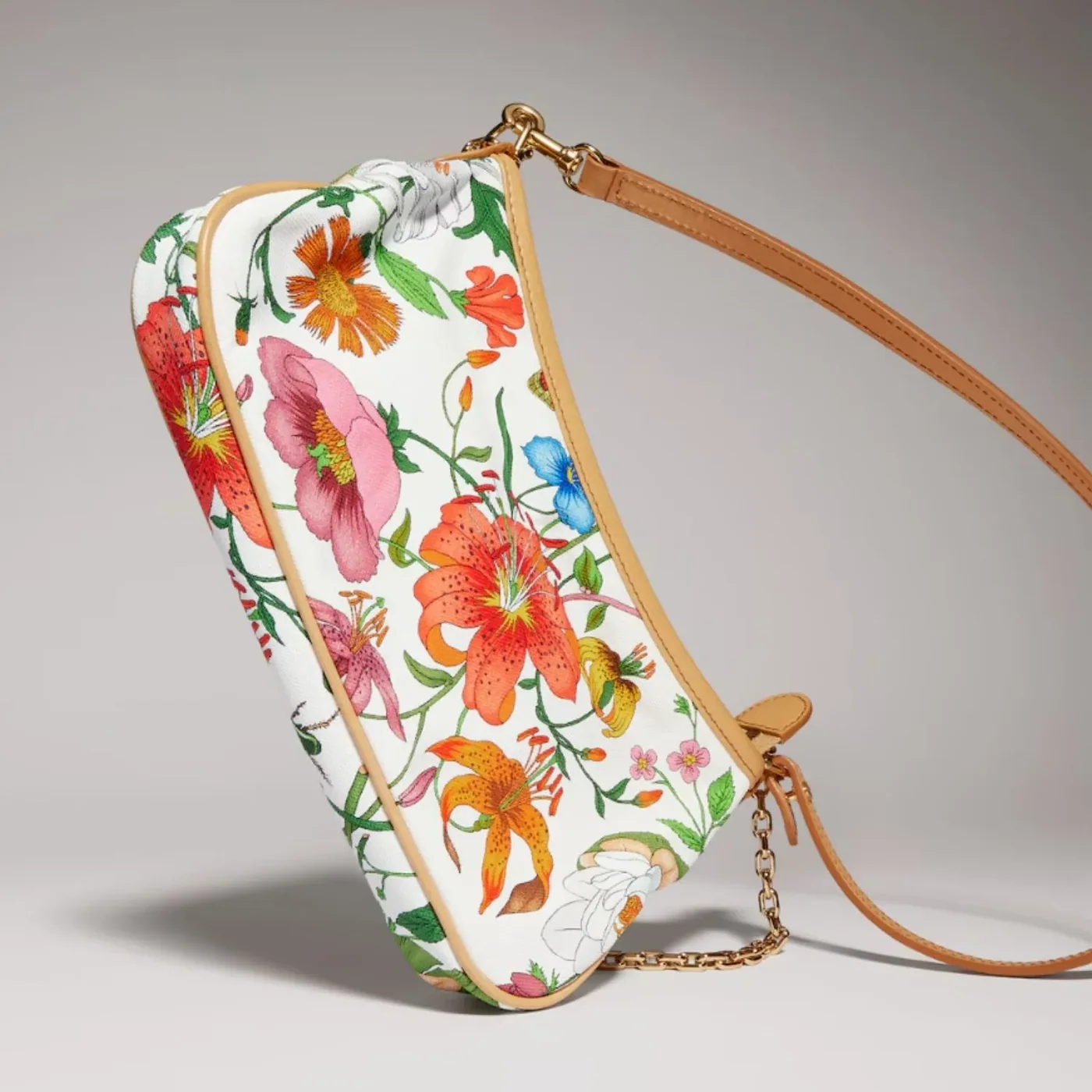Gucci Gossip Small Shoulder Bag in White/ Multicolor Gold Hardware